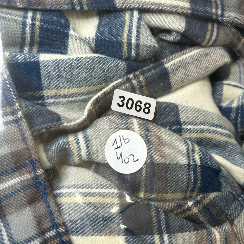 L.L.Bean Scotch Plaid Flannel Robe Men's Size XL 100% Cotton Multicolor Blue